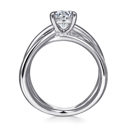 14K White Gold Split Shank Round Diamond Engagement Ring