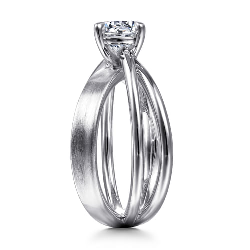 14K White Gold Split Shank Round Diamond Engagement Ring