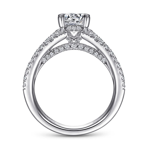 14K White Gold Split Shank Round Diamond Engagement Ring