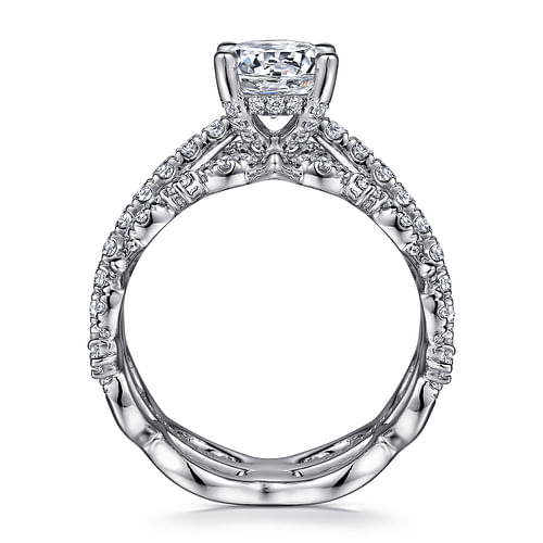 14K White Gold Split Shank Round Diamond Engagement Ring