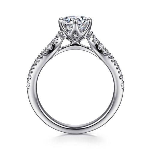 14K White Gold Split Shank Round Diamond Engagement Ring