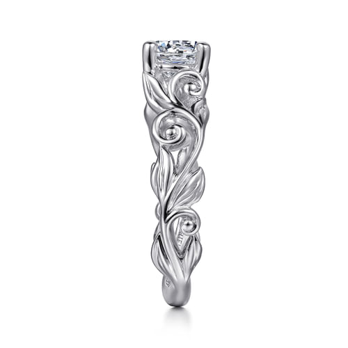14K White Gold Split Shank Round Diamond Engagement Ring