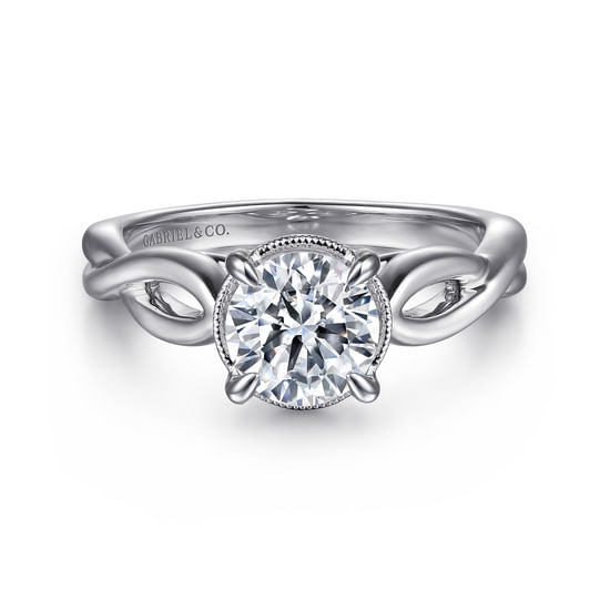 Gabriel - 14K White Gold Split Shank Round Diamond Engagement Ring