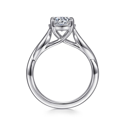 14K White Gold Split Shank Round Diamond Engagement Ring