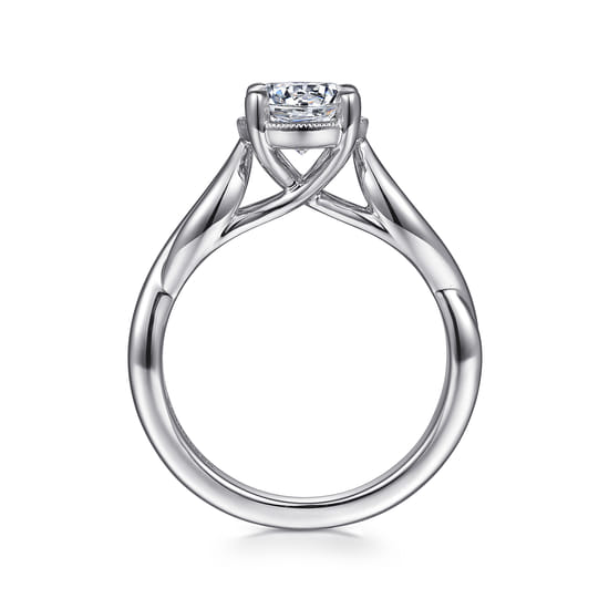 14K White Gold Split Shank Round Diamond Engagement Ring angle 2