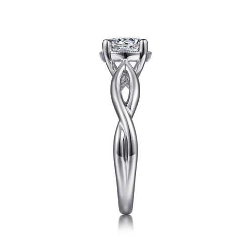 14K White Gold Split Shank Round Diamond Engagement Ring
