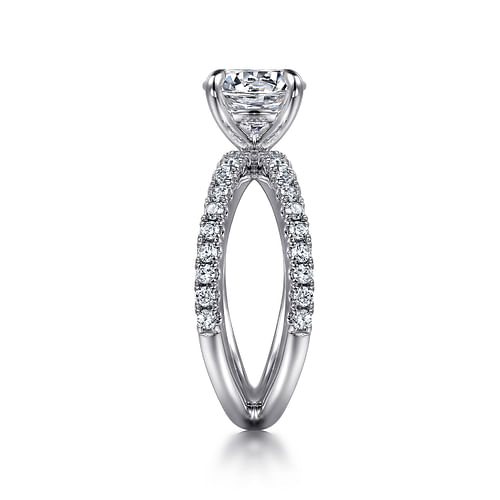 14K White Gold Split Shank Round Diamond Engagement Ring