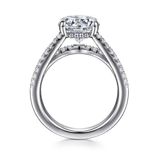 14K White Gold Split Shank Round Diamond Engagement Ring