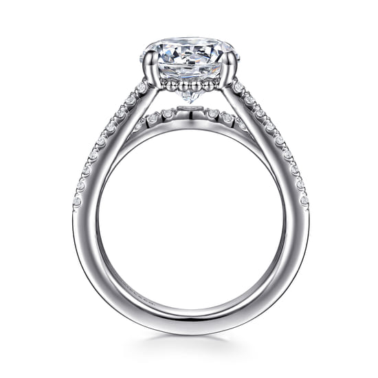 14K White Gold Split Shank Round Diamond Engagement Ring angle 2