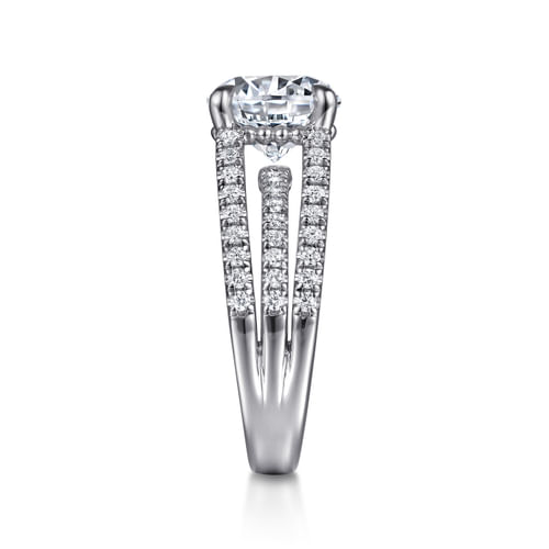 14K White Gold Split Shank Round Diamond Engagement Ring