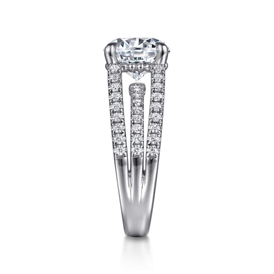 14K White Gold Split Shank Round Diamond Engagement Ring angle 5