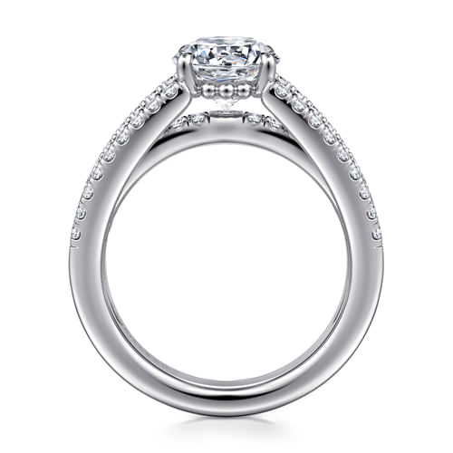14K White Gold Split Shank Round Diamond Engagement Ring