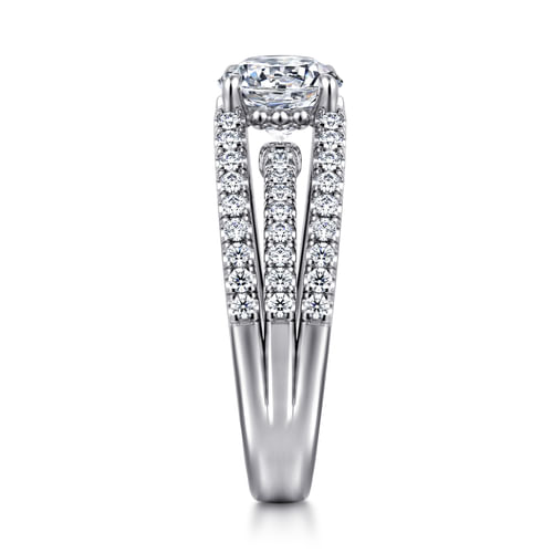 14K White Gold Split Shank Round Diamond Engagement Ring