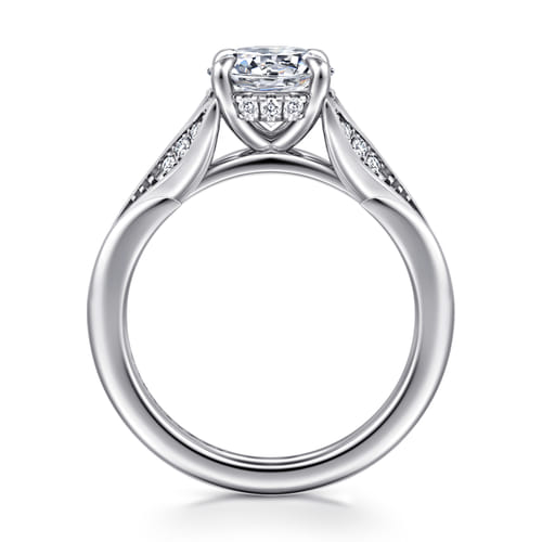 14K White Gold Split Shank Round Diamond Engagement Ring