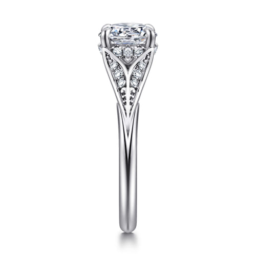 14K White Gold Split Shank Round Diamond Engagement Ring