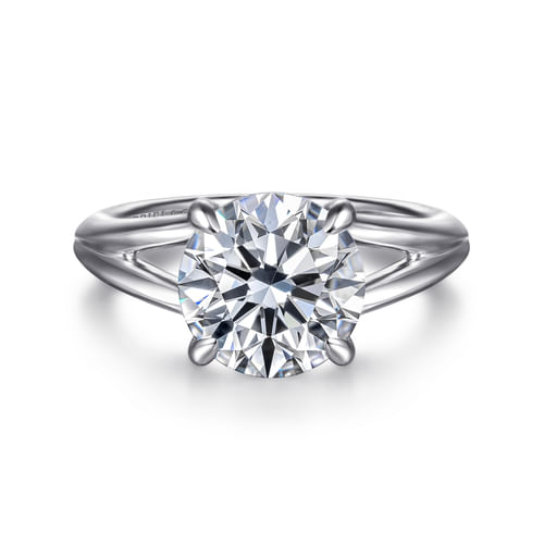 14K White Gold Split Shank Round Diamond Engagement Ring