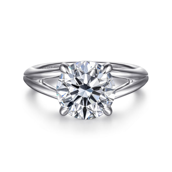 Gabriel - 14K White Gold Split Shank Round Diamond Engagement Ring