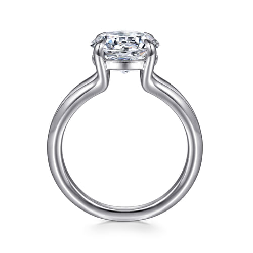 14K White Gold Split Shank Round Diamond Engagement Ring