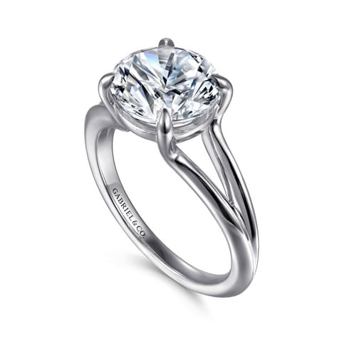 14K White Gold Split Shank Round Diamond Engagement Ring