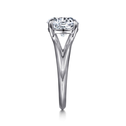 14K White Gold Split Shank Round Diamond Engagement Ring