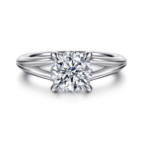14K White Gold Split Shank Round Diamond Engagement Ring