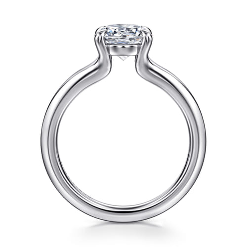 14K White Gold Split Shank Round Diamond Engagement Ring