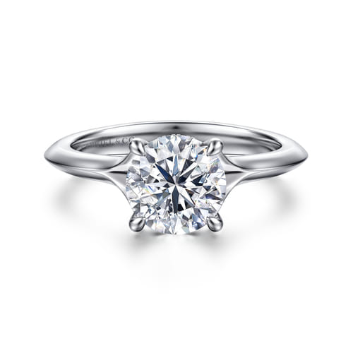 14K White Gold Split Shank Round Diamond Engagement Ring