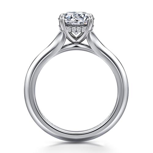 14K White Gold Split Shank Round Diamond Engagement Ring