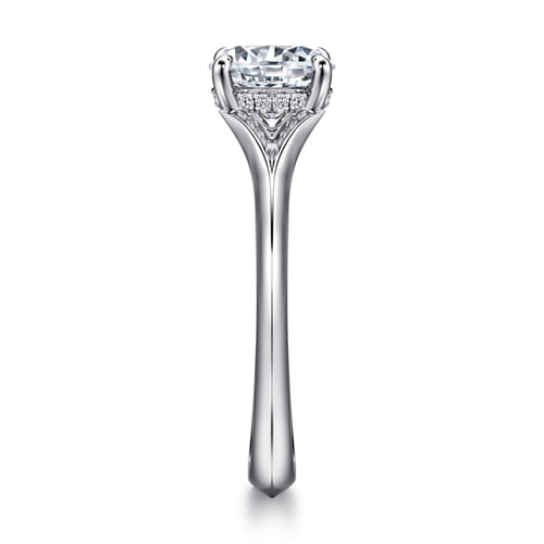 14K White Gold Split Shank Round Diamond Engagement Ring