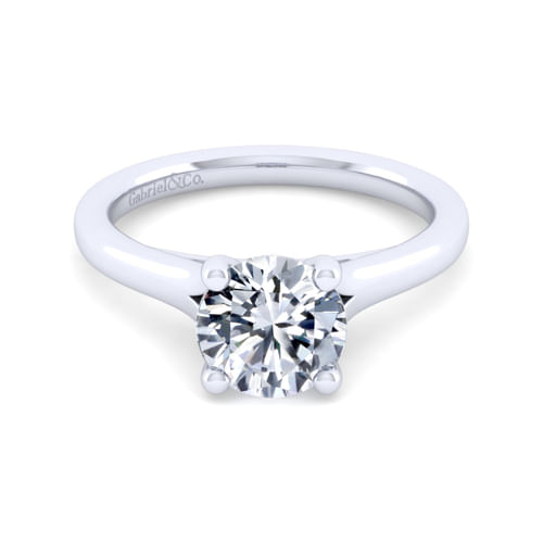 14K White Gold Split Shank Round Diamond Engagement Ring