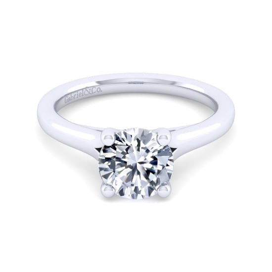 Gabriel - 14K White Gold Split Shank Round Diamond Engagement Ring