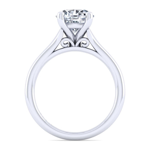 14K White Gold Split Shank Round Diamond Engagement Ring