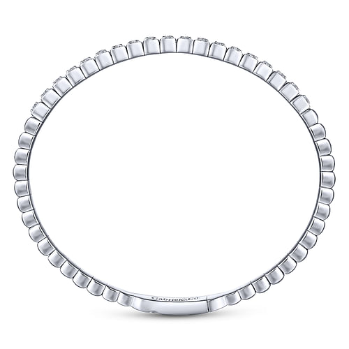 14K White Gold Square Set Diamond Bangle