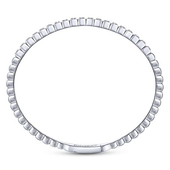 14K White Gold Square Set Diamond Bangle angle 3