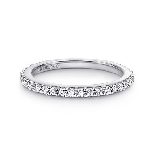 14K White Gold Stackable Diamond Band Ring