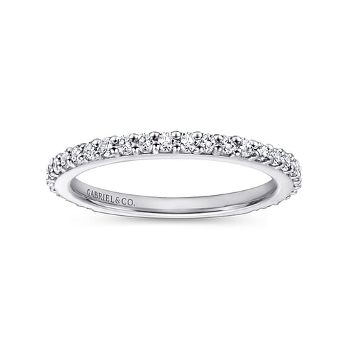 14K White Gold Stackable Diamond Band Ring