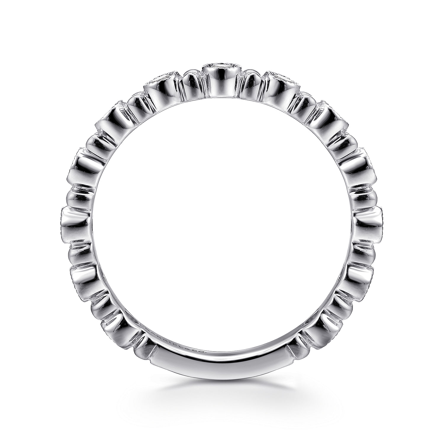 14K White Gold Stackable Diamond Ring with Bead Spacers