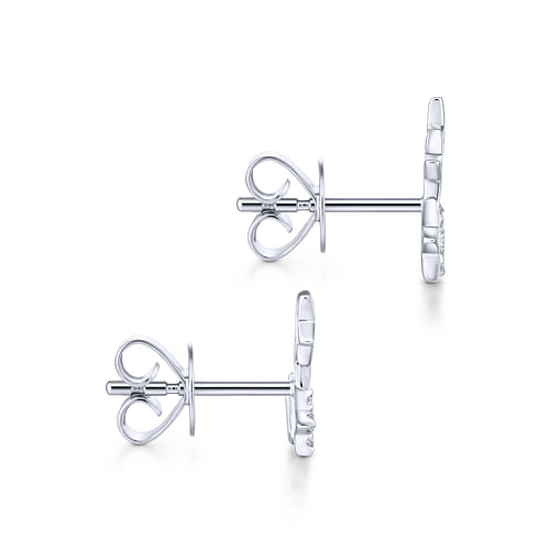 14K White Gold Star Shaped Pavé Diamond Stud Earrings