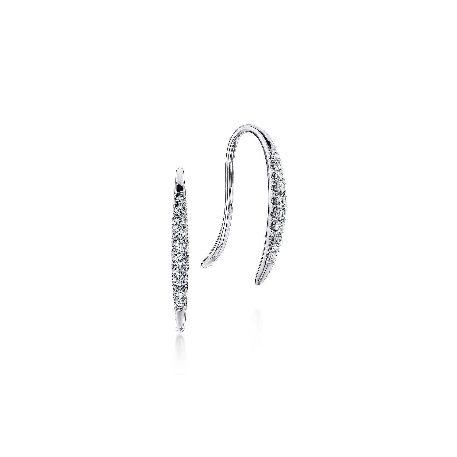 14K White Gold Tapered Diamond Fish Wire Earrings