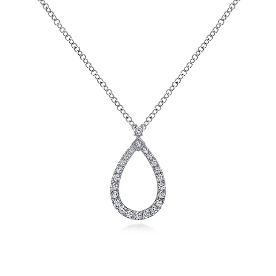 Gabriel - 14K White Gold Teardrop Diamond Pendant Necklace