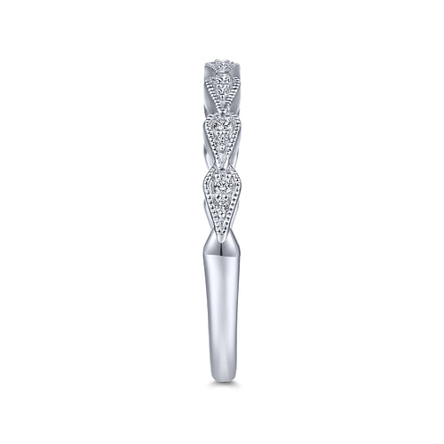 14K White Gold Teardrop Station Stackable Diamond Anniversary Band