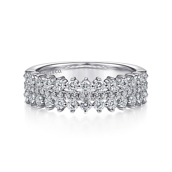 Gabriel - 14K White Gold Three Row Diamond Band