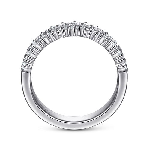 14K White Gold Three Row Diamond Band