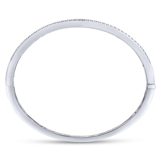 14K White Gold Three Row Diamond Bangle angle 3