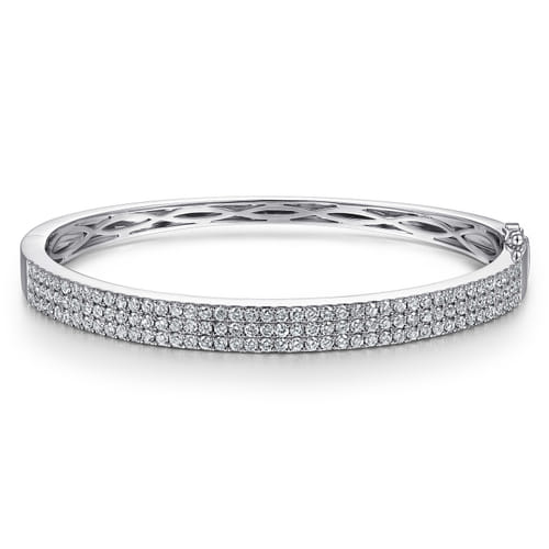14K White Gold Three Row Diamond Bangle 14K White Gold Three Row Diamond Bangle
