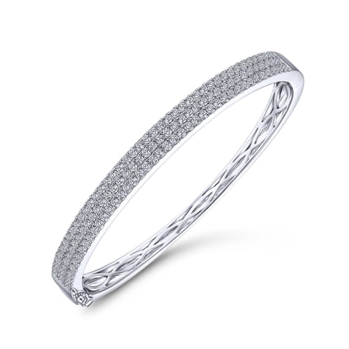 14K White Gold Three Row Diamond Bangle 14K White Gold Three Row Diamond Bangle