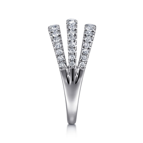14K White Gold Three Row Diamond Ring angle 4