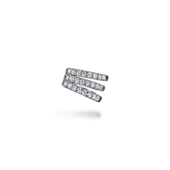 14K White Gold Three Row Diamond Single Ear Cuff angle 3