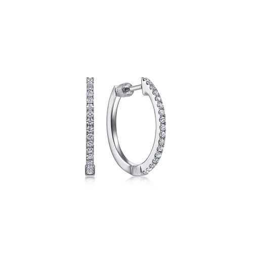 14K White Gold Tiger Claw Set Diamond 15mm Round Huggie Earrings 14K White Gold Tiger Claw Set Diamond 15mm Round Huggie Earrings