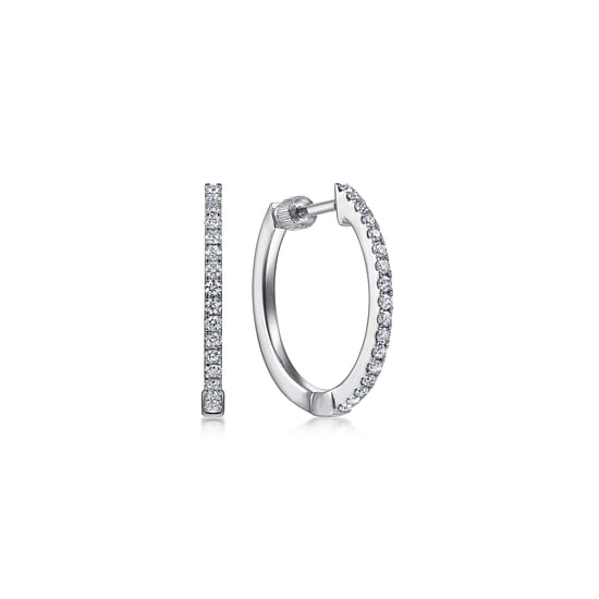 14K White Gold Tiger Claw Set Diamond 15mm Round Huggie Earrings 14K White Gold Tiger Claw Set Diamond 15mm Round Huggie Earrings